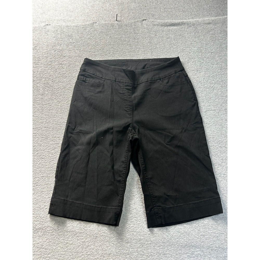 Bermuda‎ Shorts Black Womens Size 6 Pull On Stretch Casual Slim-Sation